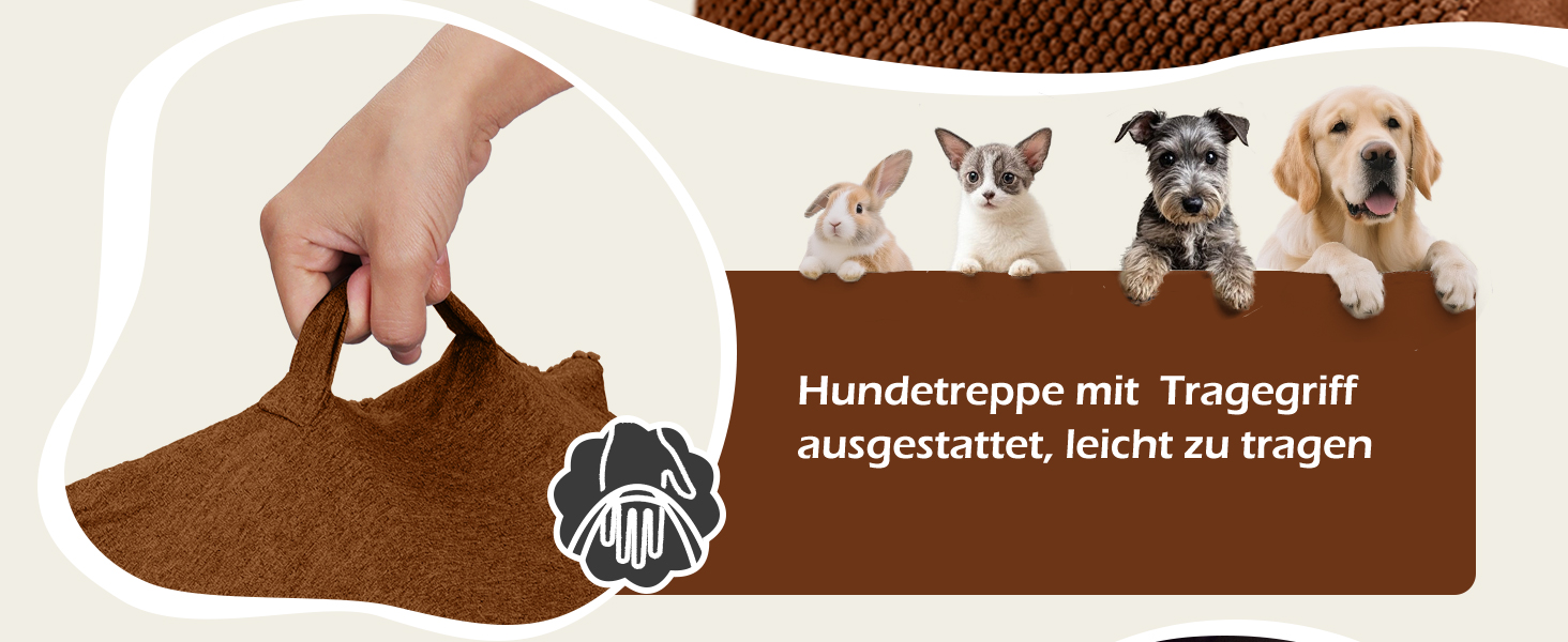 Сходинки для собак Eukue: 5 сходинок, складані, для маленьких та великих собак, з антиковзким покриттям, для ліжка/дивану (колір: коричневий)