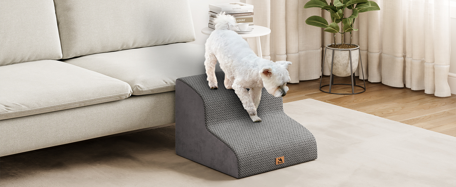 Сходинки для собак маленьких порід, 3 сходинки, 40 см, для дому, миються, неслизькі, для котів та собак, сірі