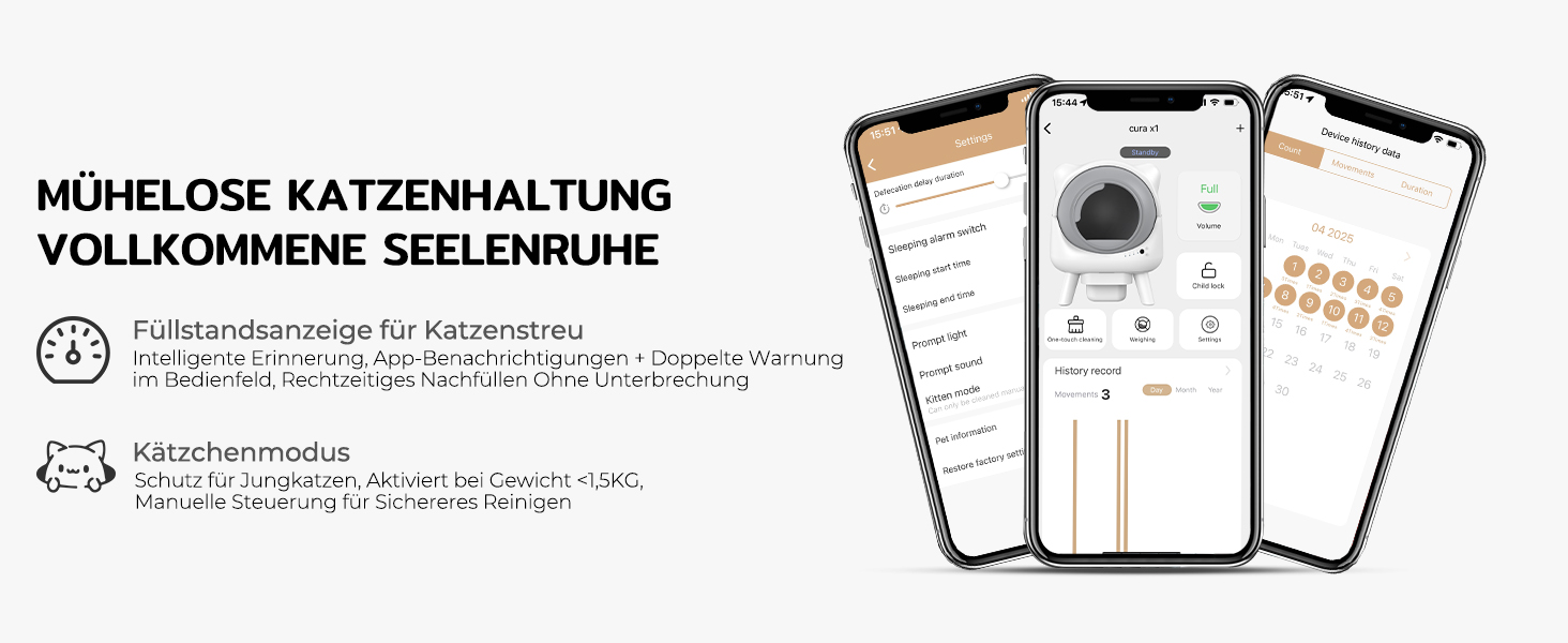 Автоматичний лоток для котів Cura X1 Katzenklo: самоочищення, 80+8 л, датчики безпеки, контроль через додаток, для кількох котів