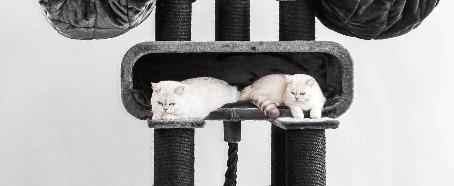 Дряпальня для котів Petrebels Maine Coon XXL, 210 см, з сизалю, чорного кольору