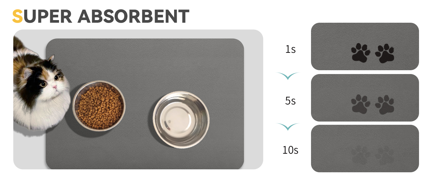 Підкладка під миску для собак та котів, нековзна, 40 x 60 см, сірий колір