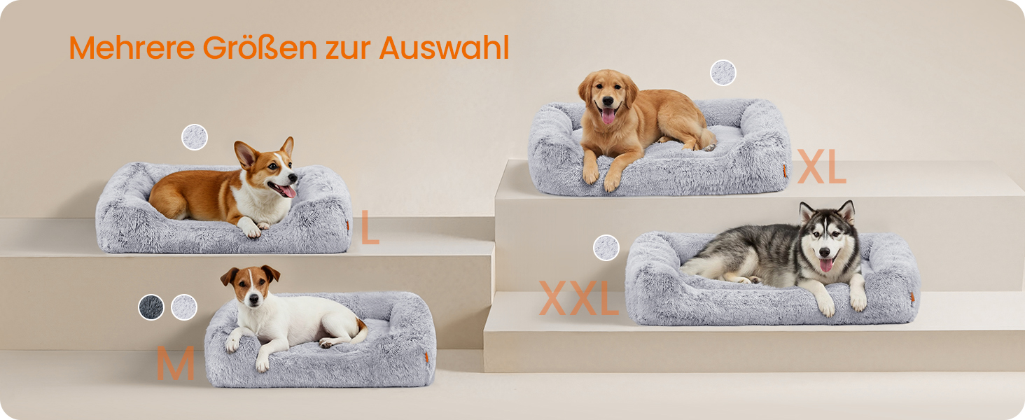 Крісло-ліжко для собак Feandrea, велике, 120 x 85 x 23 см, кошик для собак, м'яке ущільнення, диван для собак, підняті бортики, знімний та пральний чохол, антиковзаюче, Ombré сірий PGW274GA01