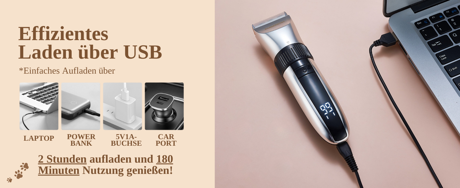 Електрична машинка для грумінгу домашніх тварин BarberBoss QR-9082 з керамічними лезами та LED-дисплеєм