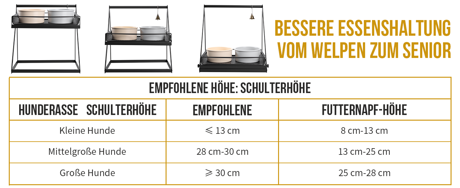 Підставка для мисок для собак OneTigris, регульована висота 28 см, анти-розливання, з дзвіночком, для середніх та великих собак