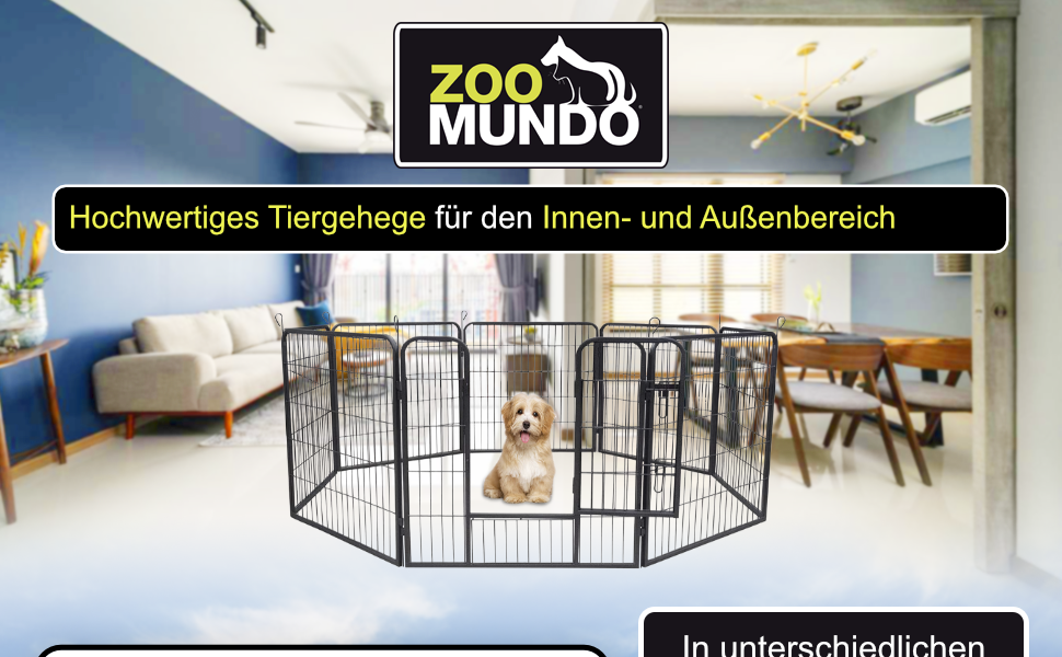 Клітка для цуценят Zoomundo, вольєр для тварин, огорожа для цуценят, 8-кутна, L