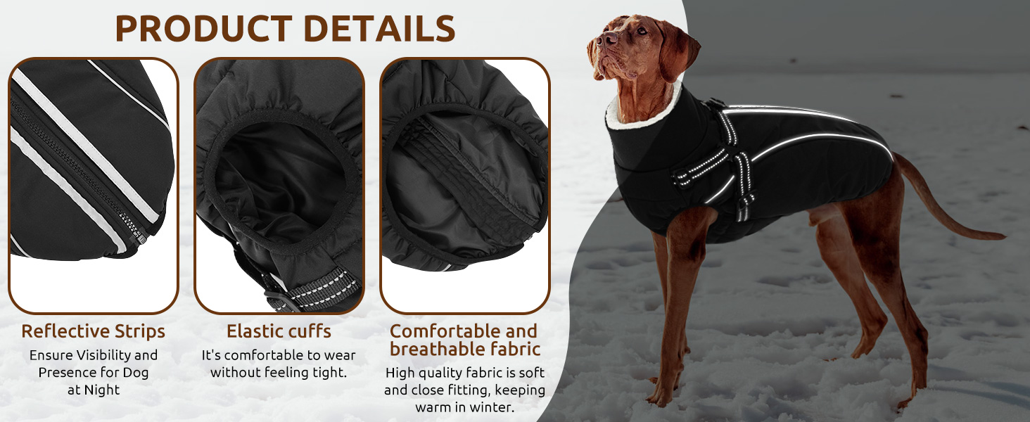 Теплий зимовий одяг для собак Citétoile: куртка з блискавкою, вітрозахисна, з відбиваючими смугами та нагрудником (сірий, M)