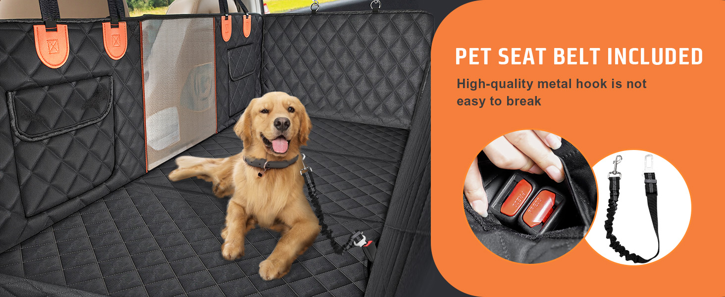 Накладна на сидіння автомобіля для собак Gimars, 157x137 см, велика, зносостійка, водовідштовхувальна, універсальна, з передньою кришкою та оглядовим вікном (чорний&оранжевий)