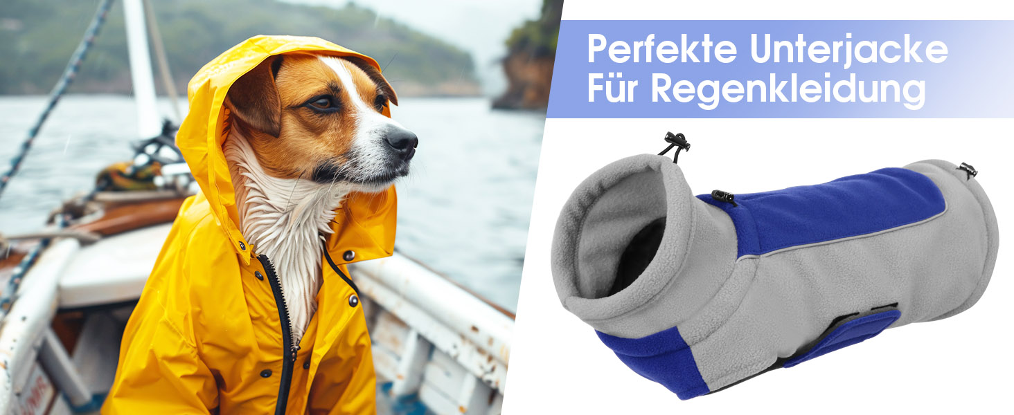 Теплий флісовий пуловер для собак - зимовий пуловер з подвійним шаром, розмір L, обхват грудей 48 см, обхват шиї 33 см, блакитний