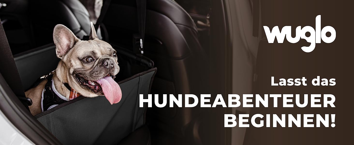 Автокрісло для собак WUGLO Extra Stable - чорне, для малих та середніх порід, водонепроникне, з 4 ременями кріплення