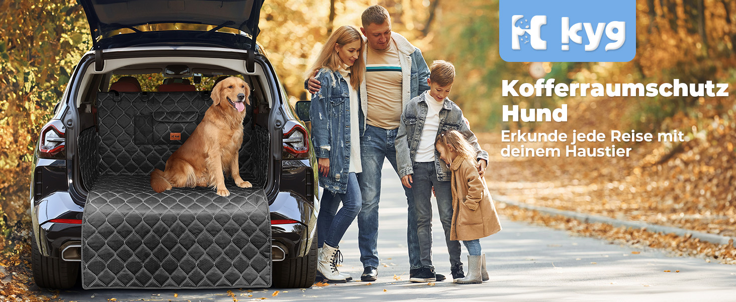 Захист для багажника автомобіля KYG: стеганий килимок для собак з захистом бокових панелей та краю, вологостійкий, стійкий до подряпин, універсальний, чорний, 185x105 см