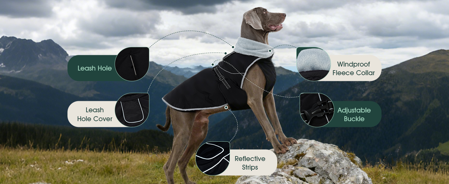 Куртка для собак Kuoser, тепла, водонепроникна, флісова, червона, розмір M