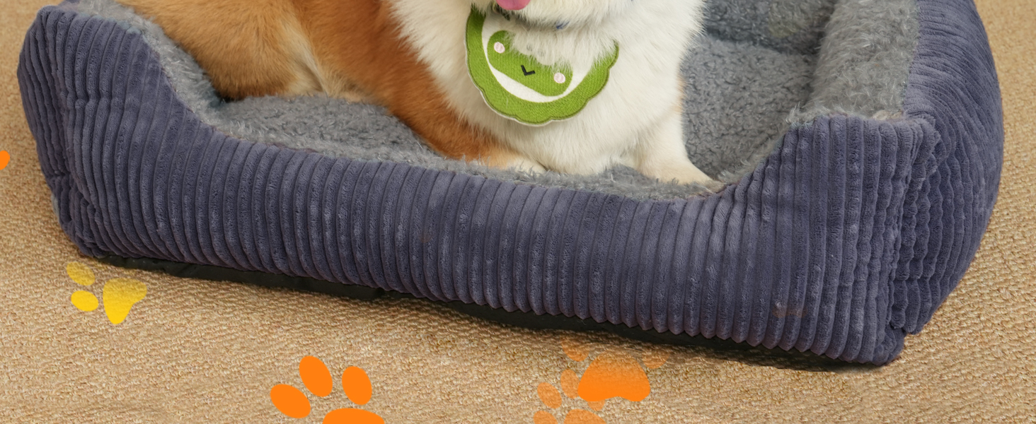 Ортопедичне ліжко для собак середнього розміру TWDEPART, сіре, 89 x 63 см, знімний чохол, антиковзаюче