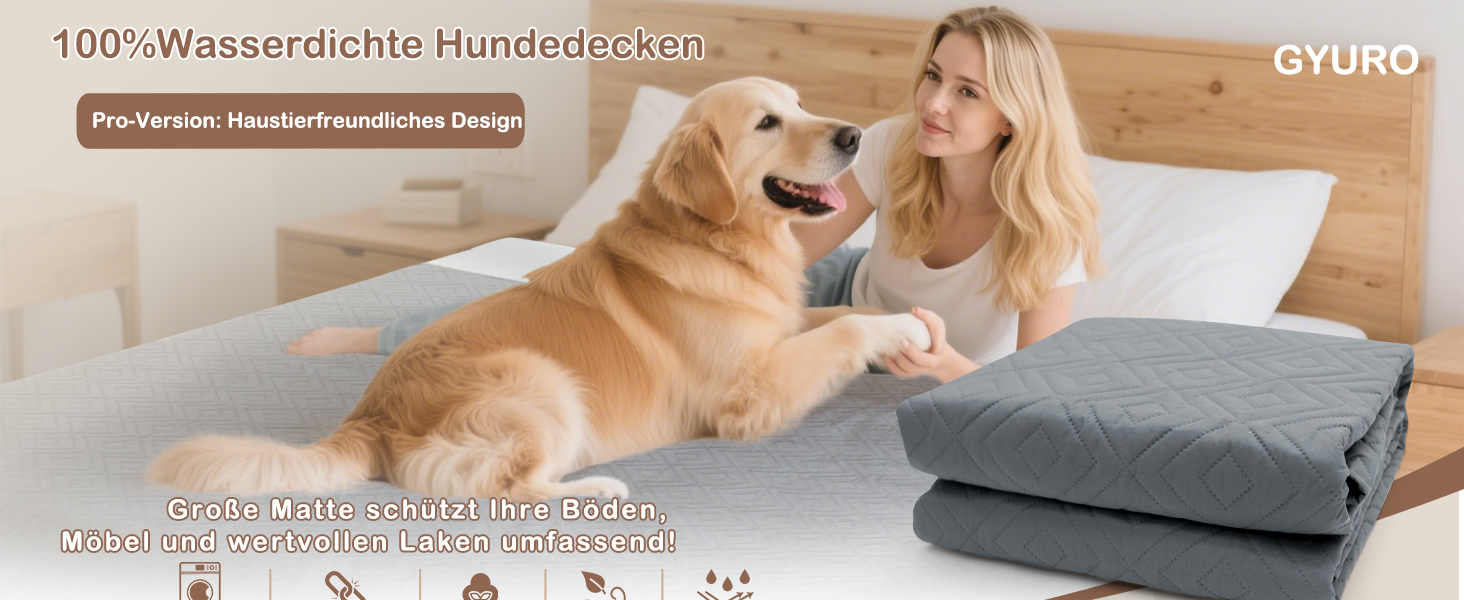 Водонепроникний килимок для собак Gyuro, двосторонній, міцний, для дивану та ліжка, прання допустиме, 208*208 см (Темно-сірий + Світло-сірий)