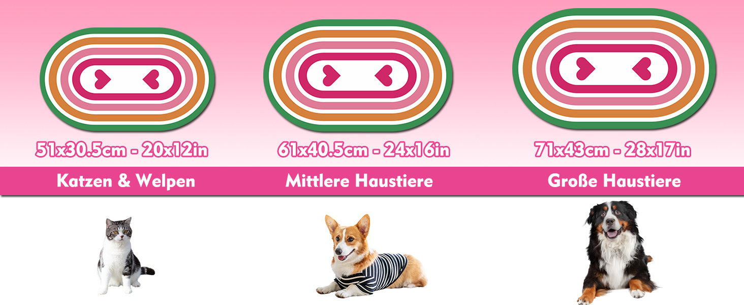 Підкладка під годівницю для собак та котів METEOROCK, 71x43 см, швидковисихаюча, легко миється, рожеве сердечко