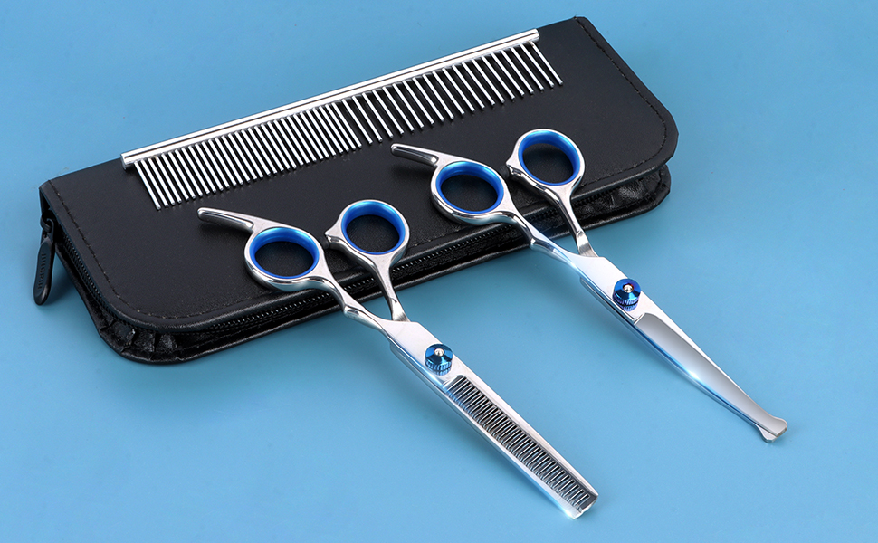 Ножиці для грумінгу собак, ножиці для догляду за шерстю, фінішна ножиця, вигнуті ножиці, з нержавіючої сталі, чорний колір