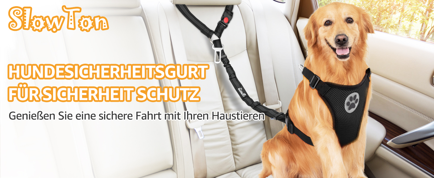 Ремінь безпеки для собак у машину SlowTon 2 шт. (Кріплення для підголівника + кліпса)