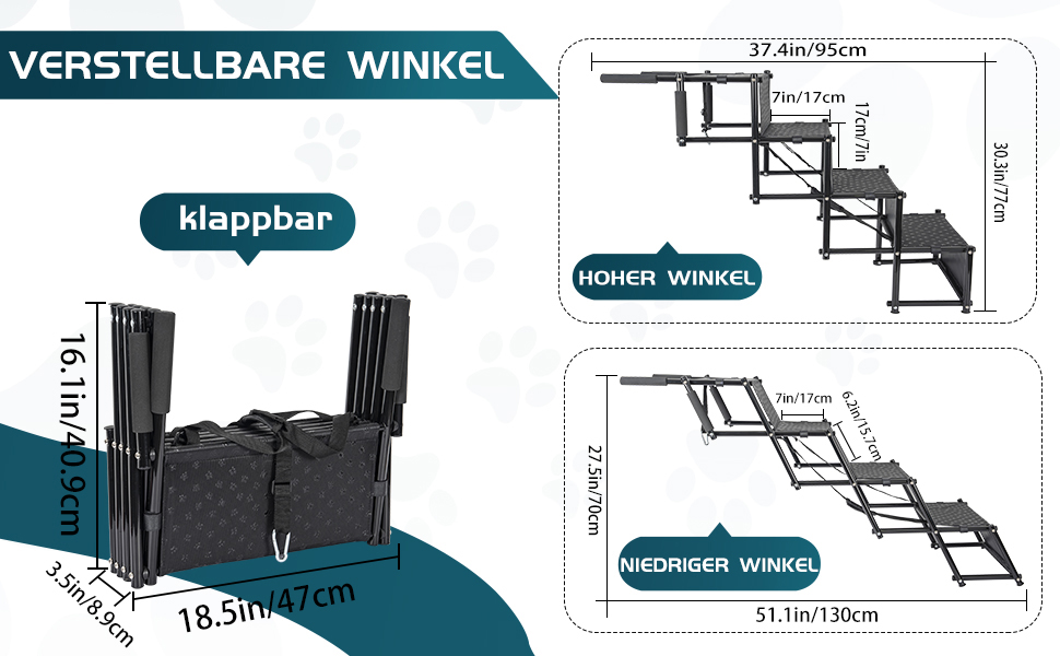 Східці для собак OUUTMEE: 4 сходинки, складані, з антиковзким покриттям, для маленьких та великих собак до 80 кг, для авто та SUV