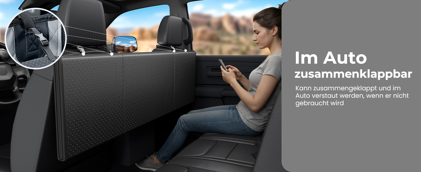 Плед для собак у машину Pecute з жорсткою основою, 133*62 см, сірий XL. Водонепроникний, антикігтунний, 3-в-1 (розширення сидіння, чохол, сітка). Підходить для великих SUV/LKW, до 150 кг.