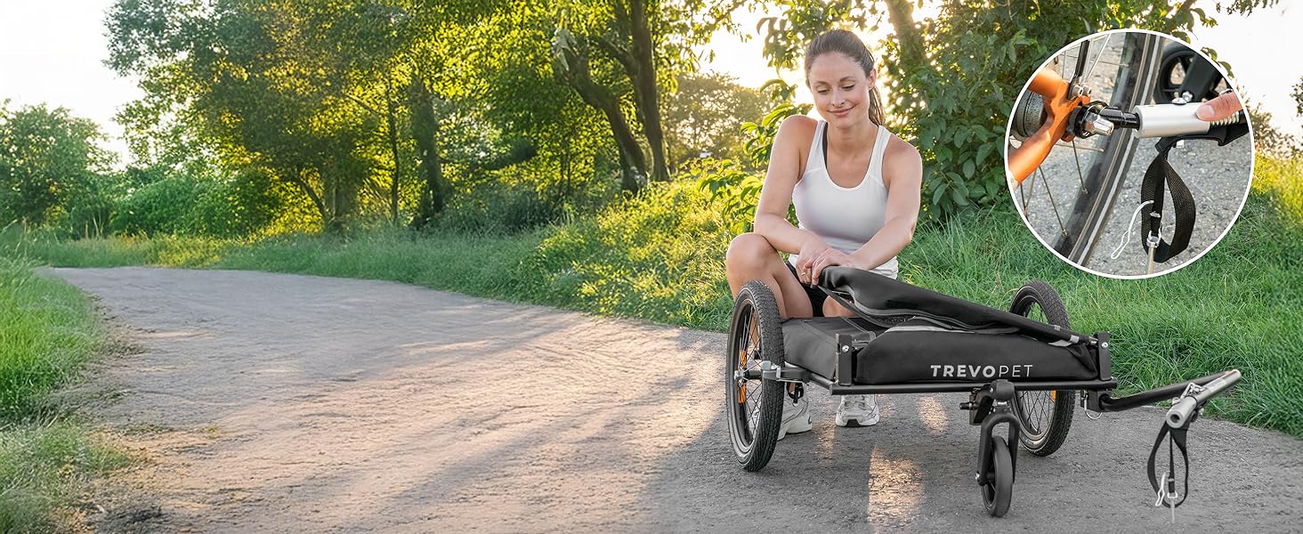 Легкий велосипедний візок для собак 2-в-1 – для собак вагою до 30 кг, складаний, з кулером, прапорцем безпеки та м'яким килимком, сумісний з електровелосипедами
