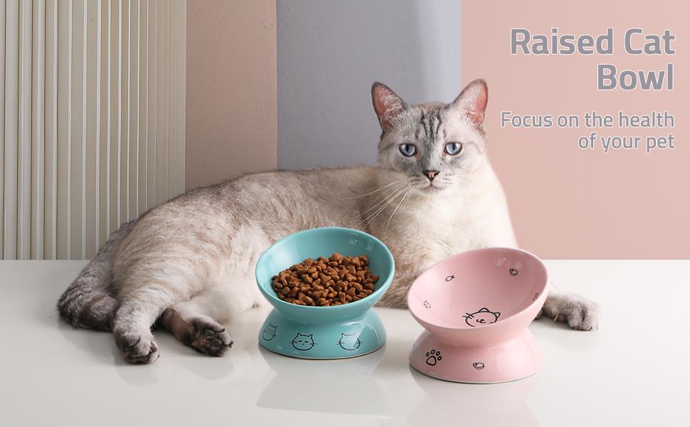 Керамічна годівниця для котів Sweejar з підняттям, 140 мл, запобігання переливу, захист хребта