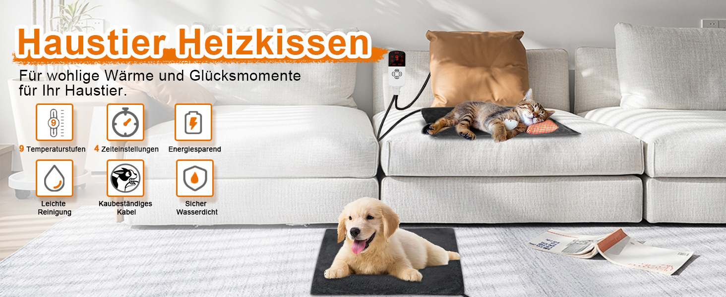 Килимок грілка для котів та собак, 30-60°C, 4 таймери, безпечний, вологостійкий, 45x45 см, сірий