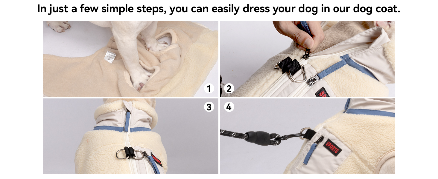 Теплий зимовий одяг для собак FeimaX: флісова куртка з D-кільцем для маленьких та середніх собак (Бежевий, S)