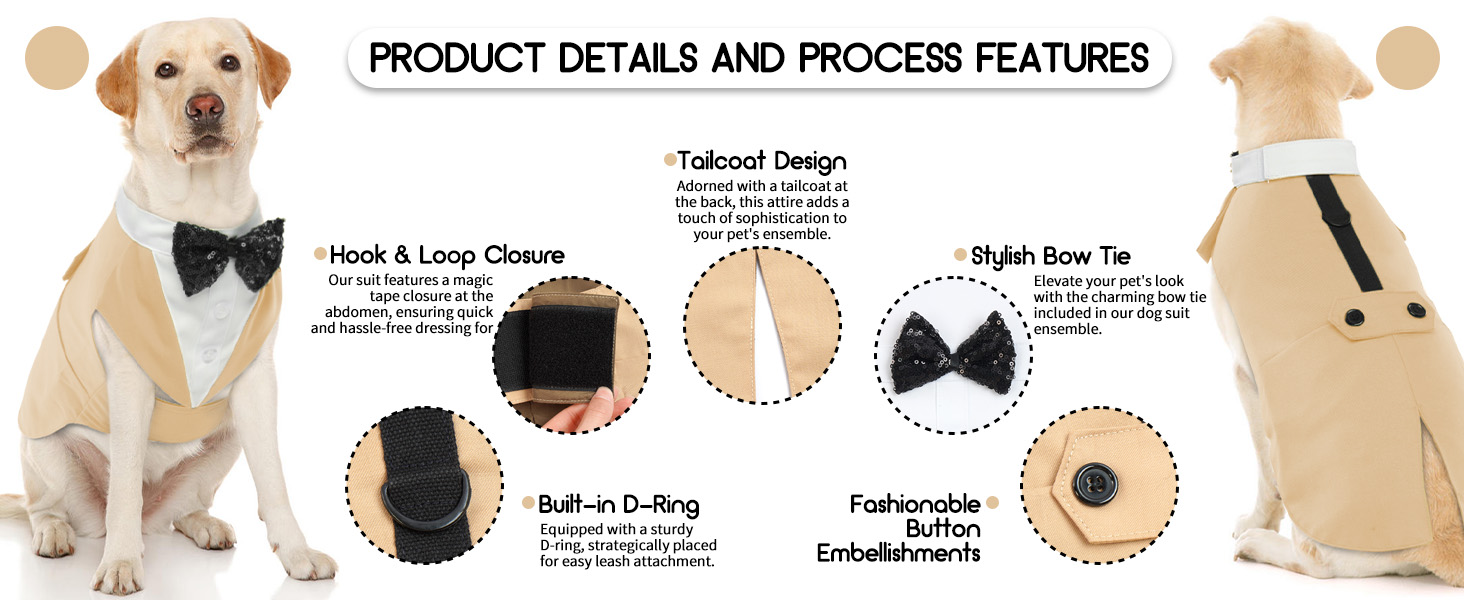 Костюм для собак, бандана, аксесуари для святкування: весілля, день народження, Хелловін (XXL, шампань)