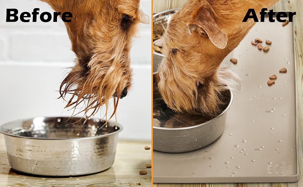 Силіконова підкладка під миску для собак і котів Neater Pet Brands, водонепроникна, захист підлоги, 40,6x25,5 см, капучино