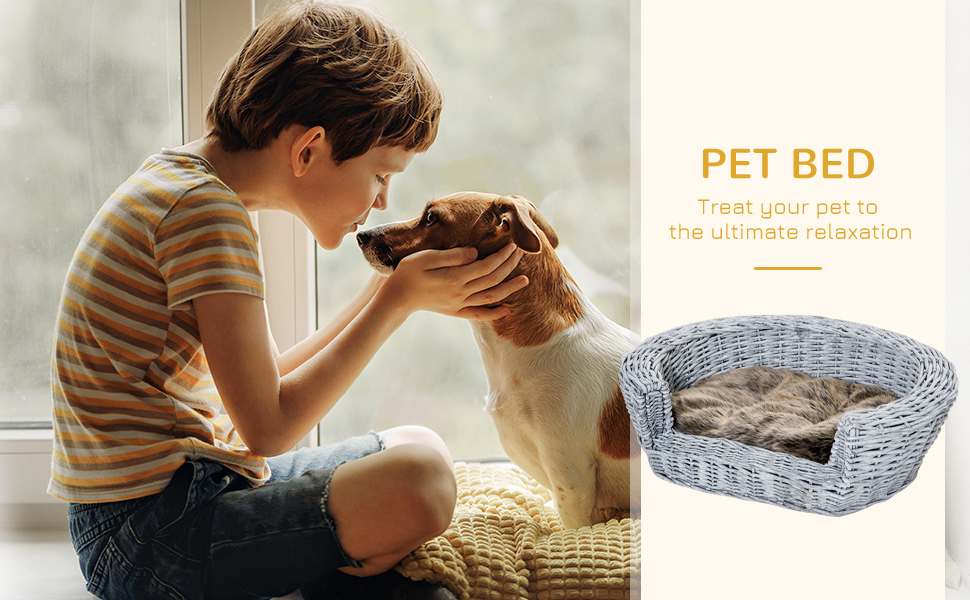 Корзина для собак і котів PawHut з подушкою, сірого кольору, 57 x 46 x 17,5 см