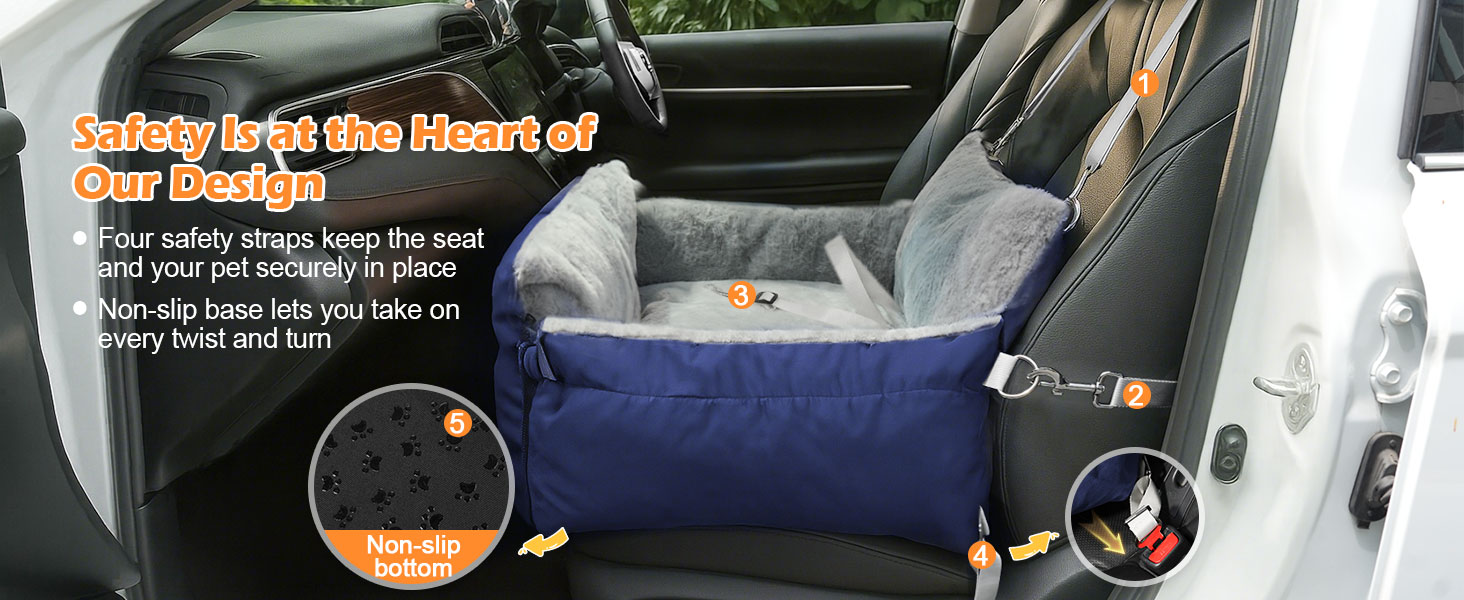 Автомобільний лежак для собак 3-в-1 - переносна ліжко для маленьких собак, з м'яким килимком, для переднього або заднього сидіння, внутрішнє та зовнішнє використання (04-Блакитний)