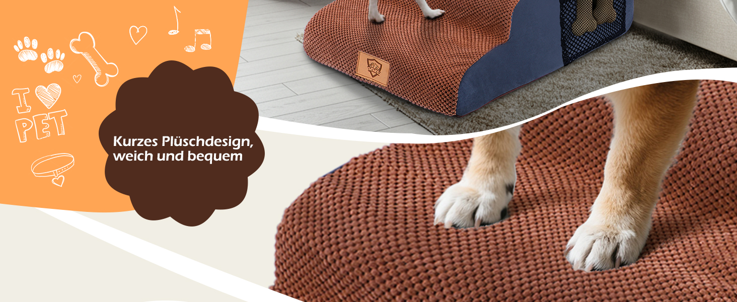 Сходинки для собак та котів: 4-ступенева переносна драбинка з високощільних матеріалів, коричнева