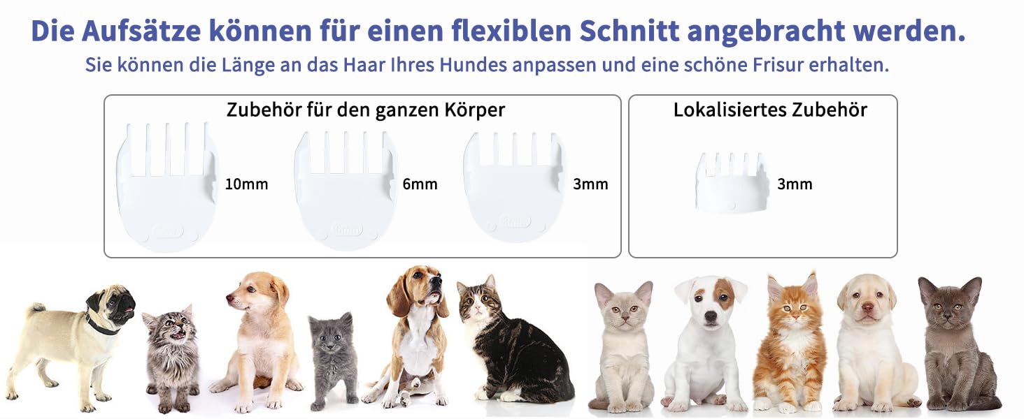 Airminti 4-в-1 Безшумна машинка для стрижки шерсті котів, USB-зарядка, 4 змінні насадки, машинка для собак, для догляду за очима/вухами/лапами/нігтями (Блакитна)