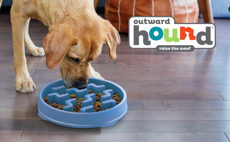 Antischlingnapф Outward Hound для собак - великий, повільний годівник. Запобігає здуттям, нековзний, довговічний. Підходить для води та корму (блакитний). Fun Feeder L Blue