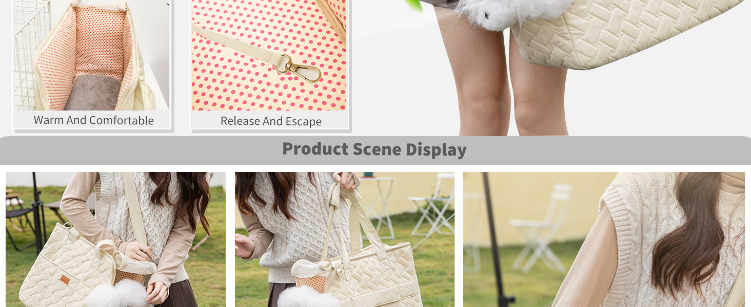 PETCUTE Сумка-переноска для собак та котів, дихаюча переноска для маленьких собак до 6 кг, сумка-переноска на плече з кишенями, переноска для собак з знімним килимком, M, Бежевий