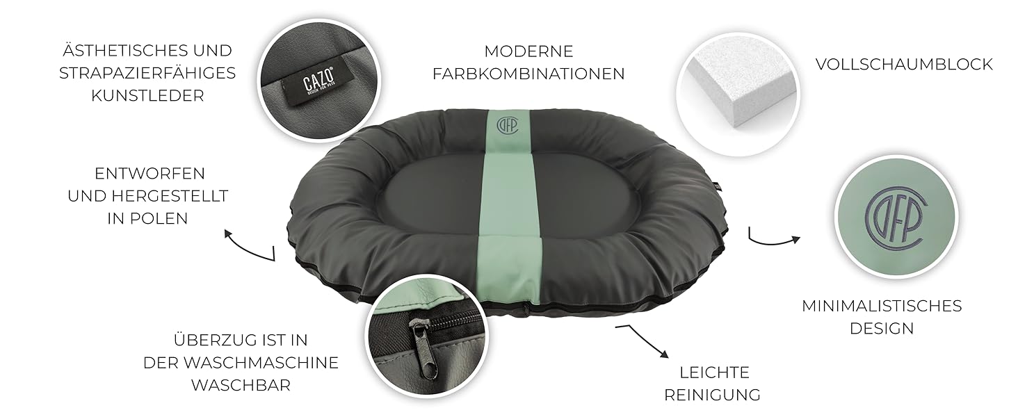 CAZO Oslo: Овальне ліжко для собак та котів, сірий колір, 80 x 60 x 14 см, розмір S