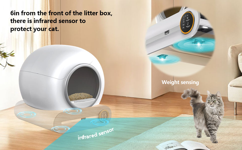 Автоматичний лоток для котів OGNGINT з самоочищенням, захистом від запаху та керуванням через додаток, XXL, для кількох котів