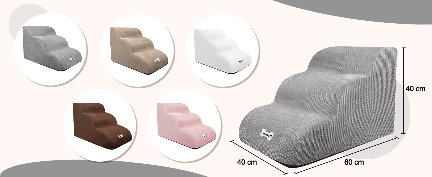 Сходинка для собак Galatée: м'яка, зручна, знімний чохол на блискавці, для легкого підйому, сірого кольору