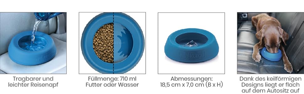 Kurgo Splash Free Wander: Миска для води для собак, 0.7 л, червона, не проливається, для подорожей