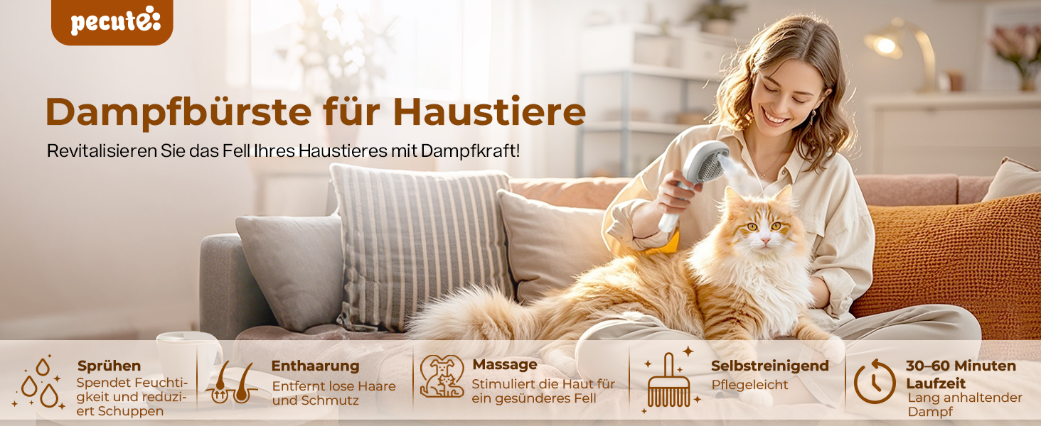 Парфумерна щітка для котів Pecute з функцією розпилення, великий резервуар для води, масажна щітка для видалення шерсті, підходить для собак та котів (зелена)