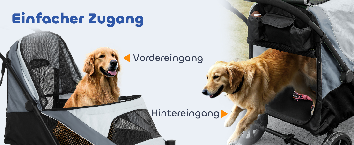 PawHut Візок для собак та котів, розкладний, до 30 кг, з подушкою, сіткою, гальмівною системою (Сірий)