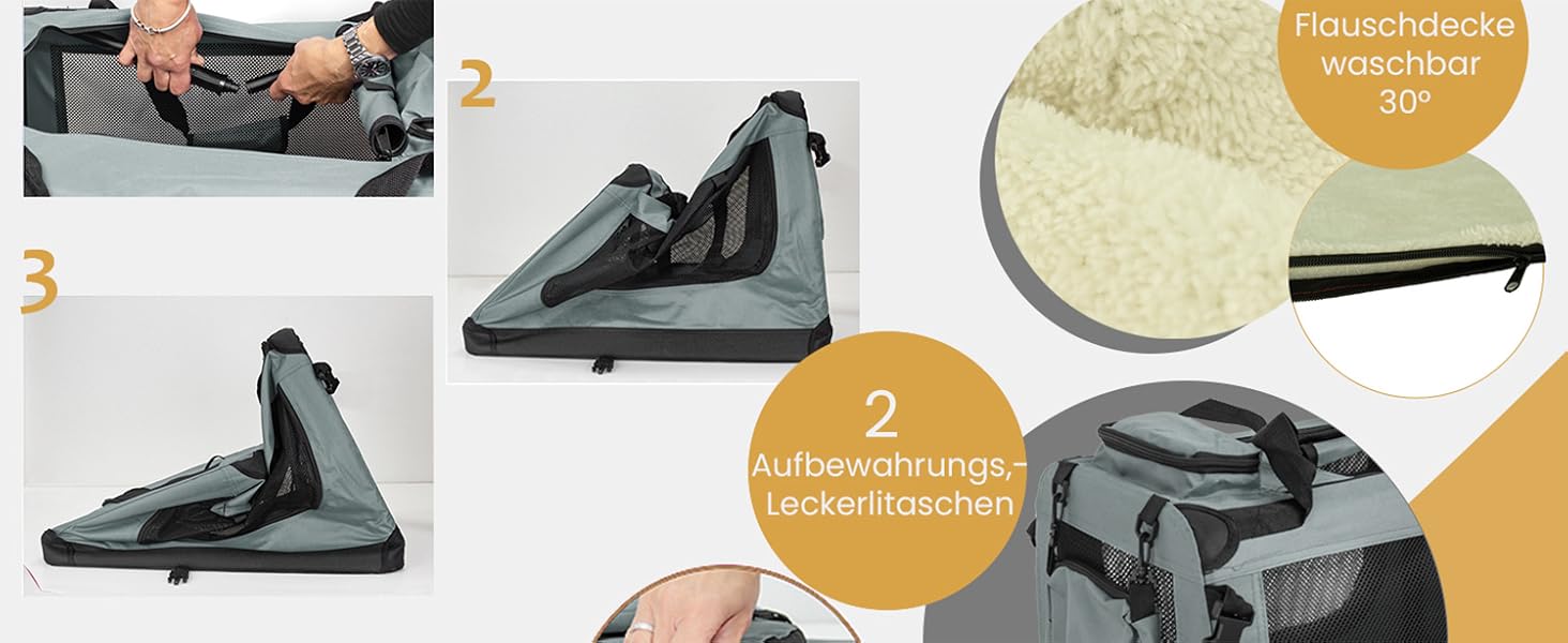 Складана переноска для собак та котів Petigi (Сірий, S, 50 x 35 x 36 см) - переноска для авто, сумка-ліжко