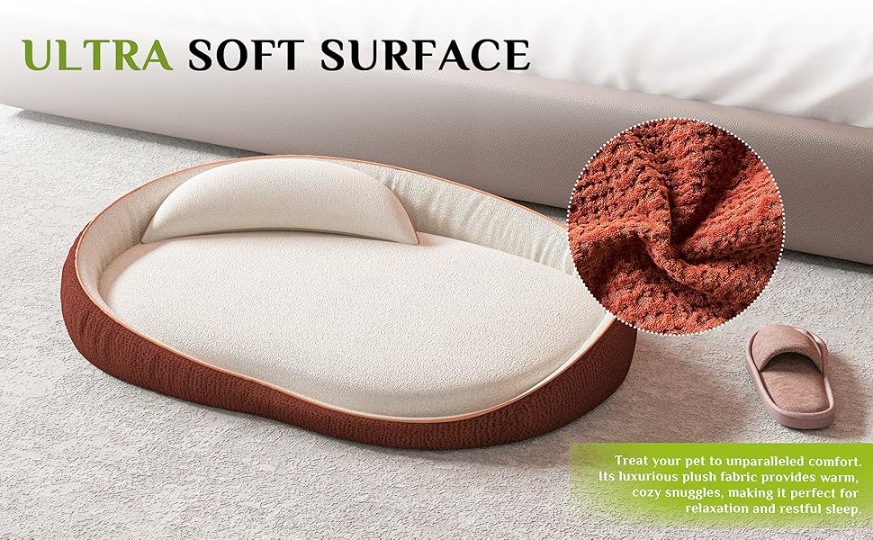 Ортопедичне собаче ліжко XXL з подушкою – комфортне собаче ліжко-софа з піною з пам'яті, знімний та пральний чохол – для великих собак, міцне та затишне, помаранчеве