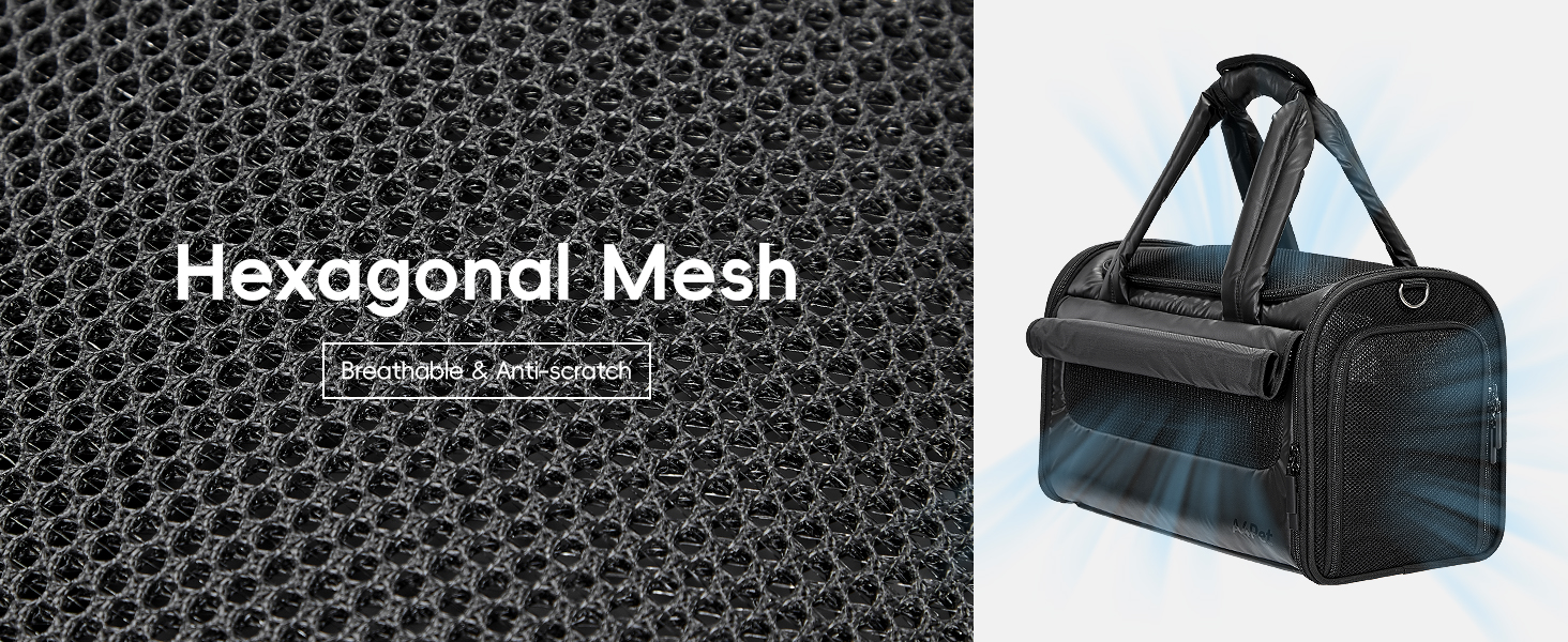 Транспортна переноска для кота/собаки 4 Pet, чорна, з сіткою та захистом, для подорожей літаком та авто