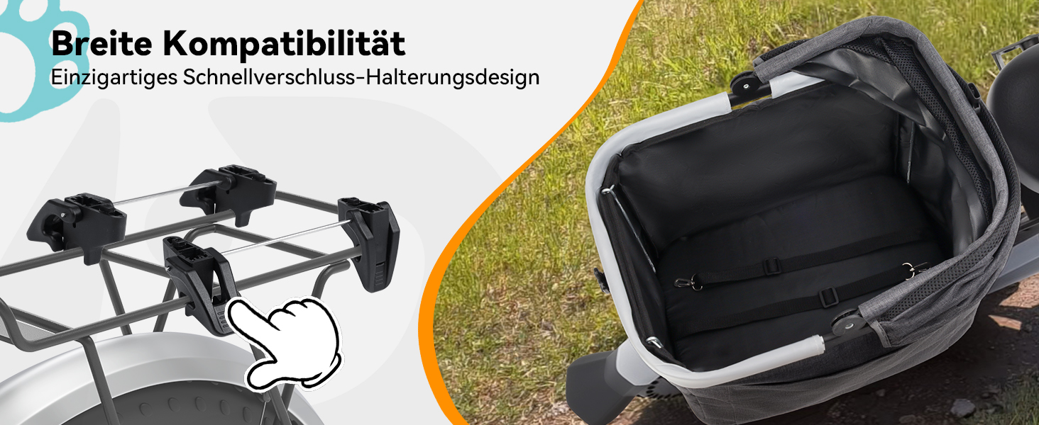 Кошик для велосипеда для собак до 12 кг, кріплення на багажник, металевий каркас, швидкознімний, сітчасте вікно, м'яке сидіння, світловідбиваючі смуги, складний, для міських велосипедів