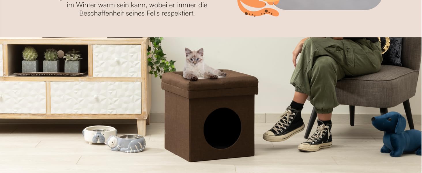 Підстилка для собак та котів Baroni Home, складана, коричнева, 38 x 38 x 42 см