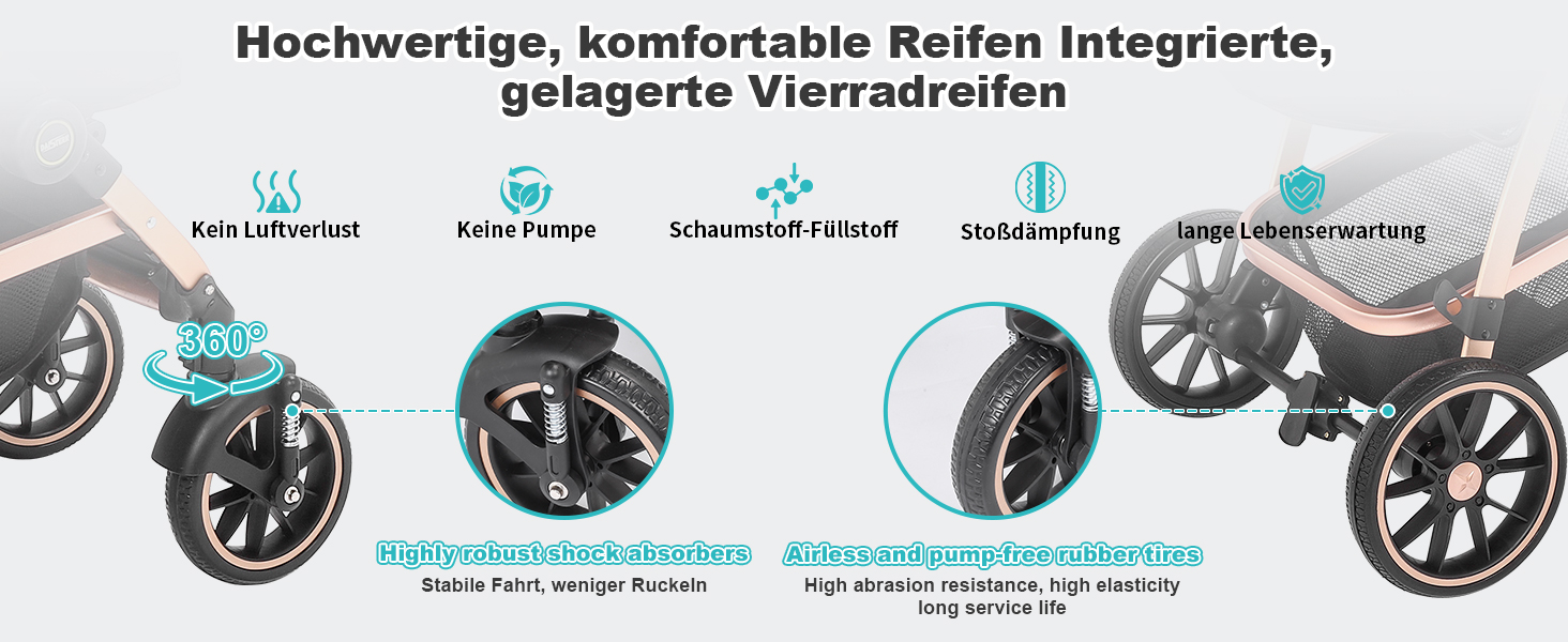 Візок для собак DAISTERN, чорний, до 25 кг, 4-в-1, алюмінієвий, з поворотним колесом EVA та гальмом