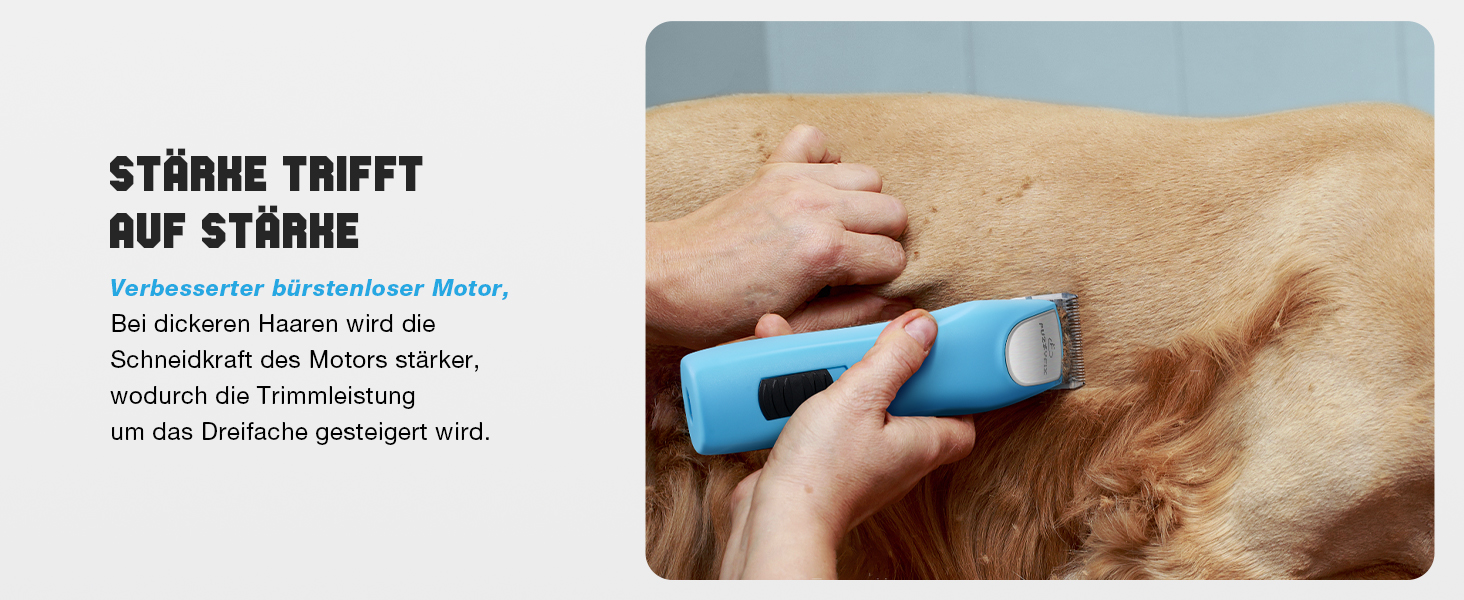 Професійна машинка для стрижки собак FuzzyFix: 2 швидкості, ергономічний дизайн, для собак та котів, стрижка густого, довгого та кучерявого хутра, блакитна