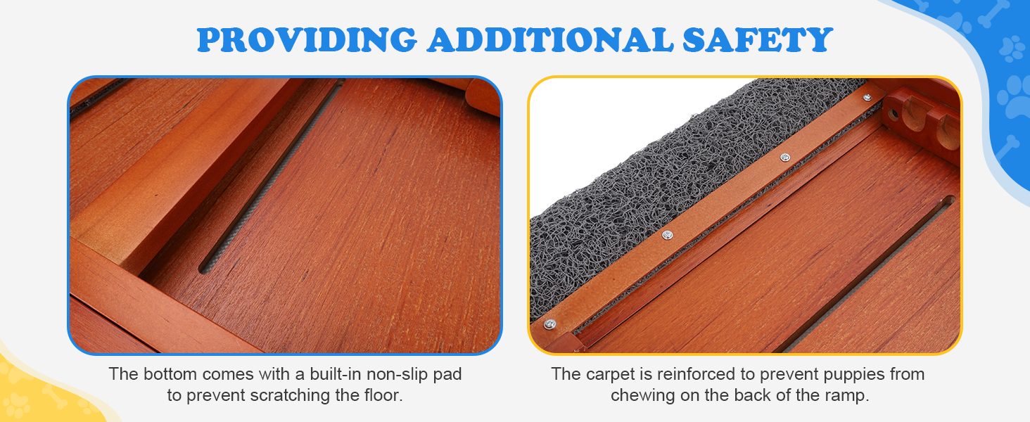 Рампа для собак Hunderampe - регульована, 34-61,5 см, з покриттям, що миється, з берези. Складана, антиковзка, для маленьких та великих собак (XL)