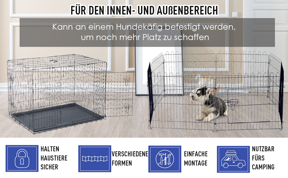 PawHut® вольєр для цуценят, огорожа для собак, вольєр-загон для малечі, 5 розмірів: 71x61 см