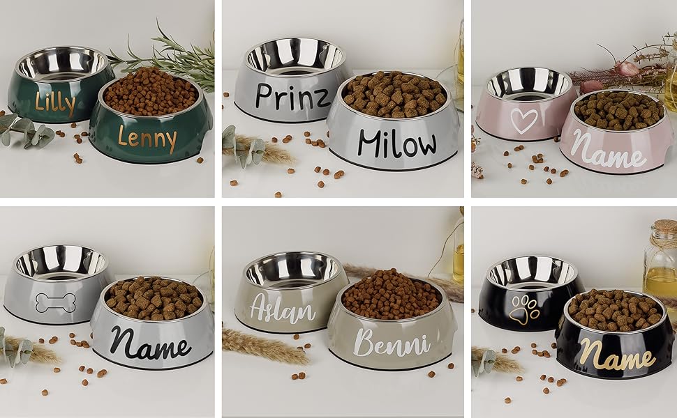 Набір мисок для корму ne&no® для собак та котів (S, 170 мл) з іменем, неслизькі | Миски для котів та собак | Taupe (S)